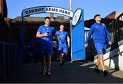 31 August 2018; Fergus McFadden, left, of Leinster ahead of the Guinness PRO14 Round 1 match between Cardiff Blues and Leinster at the BT Cardiff Arms Park in Cardiff, Wales. Photo by Ramsey Cardy/Sportsfile