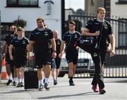 1 September 2018; Jonny Gray of Glasgow Warriors, right, arrives prior to the Guinness PRO14 Round 1 match between Connacht and Glasgow Warriors at the Sportsground in Galway. Photo by Seb Daly/Sportsfile