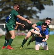 1 September 2018; Mark O'Brien of Leinster is tackled by Tim Lambe of Connacht during the U19 Interprovincial Championship match between Leinster and Connacht at Galwegians RFC in Galway. Photo by David Fitzgerald/Sportsfile