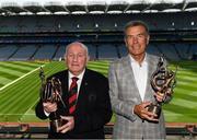 1 September 2018; Former Down footballer Paddy Doherty, left, and former Galway hurler John Connolly with their Lifetime Achievement Awards during the GPA Former Players Event 2018 at Croke Park in Dublin. Photo by Piaras Ó Mídheach/Sportsfile