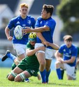 1 September 2018; Luis Faria of Leinster is tackled by Lucas Culliton of Connacht during the U19 Interprovincial Championship match between Leinster and Connacht at Galwegians RFC in Galway. Photo by David Fitzgerald/Sportsfile