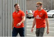 1 September 2018; Rob Herring, left, and Jacob Stockdale of Ulster arrive ahead of the Guinness PRO14 Round 1 match between Ulster and Scarlets at the Kingspan Stadium in Belfast. Photo by Oliver McVeigh/Sportsfile