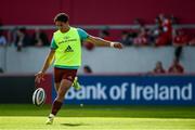 1 September 2018; Joey Carbery of Munster practices his kicking prior to the Guinness PRO14 Round 1 match between Munster and Toyota Cheetahs at Thomond Park in Limerick. Photo by Diarmuid Greene/Sportsfile