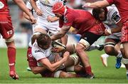 1 September 2018; Iain Henderson of Ulster is tackled by Blade Thomson of Scarlets during the Guinness PRO14 Round 1 match between Ulster and Scarlets at the Kingspan Stadium in Belfast. Photo by Oliver McVeigh/Sportsfile
