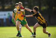 1 September 2018; Jason Leonard of Corofin in action against Mark Mannion of Mount Bellew/Moylough during the Londis All Ireland Senior Football 7s semi final match between Corofin and Mount Bellew/Moylough at Kilmacud Crokes GAA Club in Dublin Photo by Eóin Noonan/Sportsfile