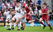 1 September 2018; Ross Kane of Ulster making a break which lead to the last minute penalty to win the game for Ulster during the Guinness PRO14 Round 1 match between Ulster and Scarlets at the Kingspan Stadium in Belfast. Photo by Oliver McVeigh/Sportsfile