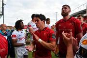1 September 2018; Joey Carbery and Darren O'Shea of Munster after the Guinness PRO14 Round 1 match between Munster and Toyota Cheetahs at Thomond Park in Limerick. Photo by Diarmuid Greene/Sportsfile