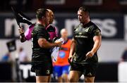31 August 2018; Bryan Byrne, left, and Ed Byrne of Leinster during the Guinness PRO14 Round 1 match between Cardiff Blues and Leinster at the BT Cardiff Arms Park in Cardiff, Wales. Photo by Ramsey Cardy/Sportsfile