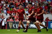 1 September 2018; Joey Carbery, Billy Holland, and Arno Botha of Munster during the Guinness PRO14 Round 1 match between Munster and Toyota Cheetahs at Thomond Park in Limerick. Photo by Diarmuid Greene/Sportsfile