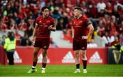 1 September 2018; Joey Carbery of Munster in conversation with team-mate Rory Scannell during the Guinness PRO14 Round 1 match between Munster and Toyota Cheetahs at Thomond Park in Limerick. Photo by Diarmuid Greene/Sportsfile