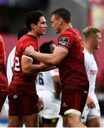 1 September 2018; Joey Carbery and Tommy O'Donnell of Munster embrace after the Guinness PRO14 Round 1 match between Munster and Toyota Cheetahs at Thomond Park in Limerick. Photo by Diarmuid Greene/Sportsfile
