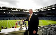2 September 2018; RTÉ Sunday Game presenter Michael Lyster with the Sam Maguire cup ahead of the GAA Football All-Ireland Senior Championship Final match between Dublin and Tyrone at Croke Park in Dublin. Photo by Eóin Noonan/Sportsfile