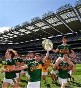 2 September 2018; Jack O'Connor and Owen Fitzgerald of Kerry celebrate with the Tom Markham Cup following the Electric Ireland GAA Football All-Ireland Minor Championship Final match between Kerry and Galway at Croke Park in Dublin. Photo by Seb Daly/Sportsfile