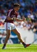 2 September 2018; Tomo Culhane of Galway celebrates scoring a point during the Electric Ireland GAA Football All-Ireland Minor Championship Final match between Kerry and Galway at Croke Park in Dublin. Photo by Piaras Ó Mídheach/Sportsfile