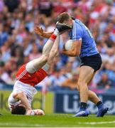2 September 2018; Paul Mannion of Dublin is tackled by Rory Brennan of Tyrone during the GAA Football All-Ireland Senior Championship Final match between Dublin and Tyrone at Croke Park in Dublin. Photo by Ray McManus/Sportsfile