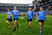 2 September 2018; Dublin players, from left, John Small, Brian Fenton, Ciarán Kilkenny and Cormac Costello with the Sam Maguire cup following the GAA Football All-Ireland Senior Championship Final match between Dublin and Tyrone at Croke Park in Dublin. Photo by Ramsey Cardy/Sportsfile