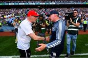 2 September 2018; Tyrone manager Mickey Harte, left, shakes hands with Dublin manager Jim Gavin following the GAA Football All-Ireland Senior Championship Final match between Dublin and Tyrone at Croke Park in Dublin. Photo by Ramsey Cardy/Sportsfile