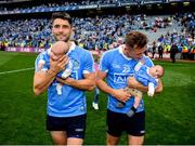 2 September 2018; Dublin's Bernard Brogan, left, and Paul Flynn with twins Keadán, left, and Donagh Brogan following the GAA Football All-Ireland Senior Championship Final match between Dublin and Tyrone at Croke Park in Dublin. Photo by Stephen McCarthy/Sportsfile