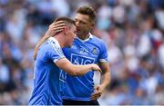 2 September 2018; Dublin players Con O'Callaghan, left, and Paul Flynn celebrate after the GAA Football All-Ireland Senior Championship Final match between Dublin and Tyrone at Croke Park in Dublin. Photo by Piaras Ó Mídheach/Sportsfile