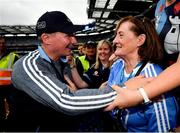 2 September 2018; Dublin manager Jim Gavin is congratulated by Phil Darcy following the GAA Football All-Ireland Senior Championship Final match between Dublin and Tyrone at Croke Park in Dublin. Photo by Stephen McCarthy/Sportsfile