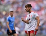 2 September 2018; Mark Bradley of Tyrone reacts after kicking a point during the GAA Football All-Ireland Senior Championship Final match between Dublin and Tyrone at Croke Park in Dublin. Photo by Seb Daly/Sportsfile