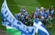 2 September 2018; Philly McMahon of Dublin celebrates with the Sam Maguire Cup on team mate John Small's shoulders following the GAA Football All-Ireland Senior Championship Final match between Dublin and Tyrone at Croke Park in Dublin. Photo by David Fitzgerald/Sportsfile