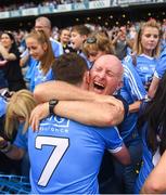 2 September 2018; Jack McCaffrey of Dublin celebrates with his father Noel following the GAA Football All-Ireland Senior Championship Final match between Dublin and Tyrone at Croke Park in Dublin. Photo by David Fitzgerald/Sportsfile