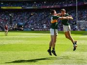 2 September 2018; Darragh Rahilly, left, and Dylan Geaney of Kerry celebrate following their side's victory during the Electric Ireland GAA Football All-Ireland Minor Championship Final match between Kerry and Galway at Croke Park in Dublin. Photo by Seb Daly/Sportsfile