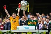 2 September 2018; Kerry captain Paul O'Shea, right, and Keith O'Leary lift the Tom Markham Cup after the Electric Ireland GAA Football All-Ireland Minor Championship Final match between Kerry and Galway at Croke Park in Dublin. Photo by Piaras Ó Mídheach/Sportsfile