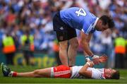 2 September 2018; Michael Darragh Macauley of Dublin consoles Michael McKernan of Tyrone after the GAA Football All-Ireland Senior Championship Final match between Dublin and Tyrone at Croke Park in Dublin.   Photo by Ray McManus/Sportsfile