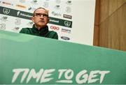 3 September 2018; Republic of Ireland manager Martin O'Neill during a press conference at the FAI National Training Centre in Abbotstown, Dublin. Photo by Stephen McCarthy/Sportsfile
