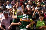 2 September 2018; Jack Kennelly of Kerry celebrates with family members after the Electric Ireland GAA Football All-Ireland Minor Championship Final match between Kerry and Galway at Croke Park in Dublin. Photo by Oliver McVeigh/Sportsfile