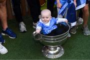 3 September 2018; Liam Down, age 8 months, from Drimnagh, Co Dublin, sits in the Sam Maguire Cup during the All-Ireland Senior Football Champions visit to Our Lady's Children's Hospital, Crumlin in Dublin. Photo by Piaras Ó Mídheach/Sportsfile