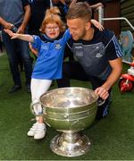 3 September 2018; Zoe Lonergan, age 6, from Firhouse, Co Dublin, with Jonny Cooper and the Sam Maguire Cup during the All-Ireland Senior Football Champions visit to Our Lady's Children's Hospital, Crumlin in Dublin. Photo by Piaras Ó Mídheach/Sportsfile
