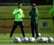 3 September 2018; Jeff Hendrick and Republic of Ireland manager Martin O'Neill during squad training at the FAI National Training Centre in Abbotstown, Dublin. Photo by Stephen McCarthy/Sportsfile