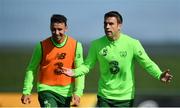 3 September 2018; Seamus Coleman, right, and Enda Stevens during Republic of Ireland squad training at the FAI National Training Centre in Abbotstown, Dublin. Photo by Stephen McCarthy/Sportsfile