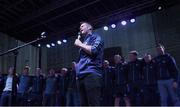 3 September 2018; Kevin McManamon sings during the Dublin All-Ireland Football Winning team homecoming at Smithfield in Dublin. Photo by David Fitzgerald/Sportsfile