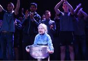 3 September 2018; Ella O'Gara, age 7, daughter of Eoghan O'Gara, with the Sam Maguire Cup during the Dublin All-Ireland Football Winning team homecoming at Smithfield in Dublin. Photo by David Fitzgerald/Sportsfile