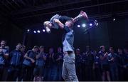 3 September 2018; Eoghan O'Gara and his daughter Ella O'Gara, age 7, during the Dublin All-Ireland Football Winning team homecoming at Smithfield in Dublin. Photo by David Fitzgerald/Sportsfile