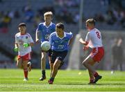 2 September 2018; Conor Fox, Tubber NS, Co Offaly, representing Dublin, in action against Stephen Curley, Corrandulla NS, Co Galway, representing Tyrone, during the INTO Cumann na mBunscol GAA Respect Exhibition Go Games at the Electric Ireland GAA Football All-Ireland Minor Championship Final match between Kerry and Galway at Croke Park in Dublin. Photo by Ray McManus/Sportsfile