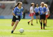 2 September 2018; Nicole Kindlon, Scoil Bhríde Mullaghrafferty, Co Monaghan, representing Dublin, during the INTO Cumann na mBunscol GAA Respect Exhibition Go Games at the Electric Ireland GAA Football All-Ireland Minor Championship Final match between Kerry and Galway at Croke Park in Dublin. Photo by Piaras Ó Mídheach/Sportsfile