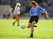 2 September 2018; Nicole Kindlon, Scoil Bhríde Mullaghrafferty, Co Monaghan, representing Dublin, during the INTO Cumann na mBunscol GAA Respect Exhibition Go Games at the Electric Ireland GAA Football All-Ireland Minor Championship Final match between Kerry and Galway at Croke Park in Dublin. Photo by Piaras Ó Mídheach/Sportsfile
