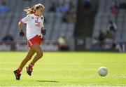 2 September 2018; Ciara O'Brien, Oven NS, Co Cork, representing Tyrone, during the INTO Cumann na mBunscol GAA Respect Exhibition Go Games at the Electric Ireland GAA Football All-Ireland Minor Championship Final match between Kerry and Galway at Croke Park in Dublin. Photo by Piaras Ó Mídheach/Sportsfile