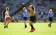 2 September 2018; Referee Leonie Ní Loinsigh, Gaelscoil Uí Riada, Bishopstown, Co Cork, during the INTO Cumann na mBunscol GAA Respect Exhibition Go Games at the Electric Ireland GAA Football All-Ireland Minor Championship Final match between Kerry and Galway at Croke Park in Dublin. Photo by Piaras Ó Mídheach/Sportsfile