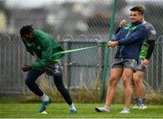 4 September 2018; Niyi Adeolokun, left, and Cian Kelleher during Connacht Rugby squad training at the Sportsground in Galway. Photo by Harry Murphy/Sportsfile