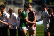 2 September 2018; Paul O'Shea of Kerry shakes hands with Donie Halloran of Galway before the Electric Ireland GAA Football All-Ireland Minor Championship Final match between Kerry and Galway at Croke Park in Dublin. Photo by Piaras Ó Mídheach/Sportsfile