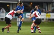 31 August 2018; Aoife McDermott of Leinster in action against Ilse Van Staden, left, and Rebecca Lawlor of Ulster during the Women’s Interprovincial Championship match between Leinster and Ulster at Blackrock RFC in Dublin. Photo by Piaras Ó Mídheach/Sportsfile