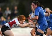 31 August 2018; Hannah O'Connor of Leinster in action against Larissa Muldoon of Ulster during the Women’s Interprovincial Championship match between Leinster and Ulster at Blackrock RFC in Dublin. Photo by Piaras Ó Mídheach/Sportsfile