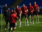 5 September 2018; Wales players, from right, Gareth Bale, Joe Ledley, Paul Dummett and Ben Davies during a training session at Cardiff City Stadium in Cardiff, Wales. Photo by Stephen McCarthy/Sportsfile