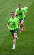 5 September 2018; Ciaran Clark and Conor Hourihane, right, during a Republic of Ireland training session at Cardiff City Stadium in Cardiff, Wales. Photo by Stephen McCarthy/Sportsfile